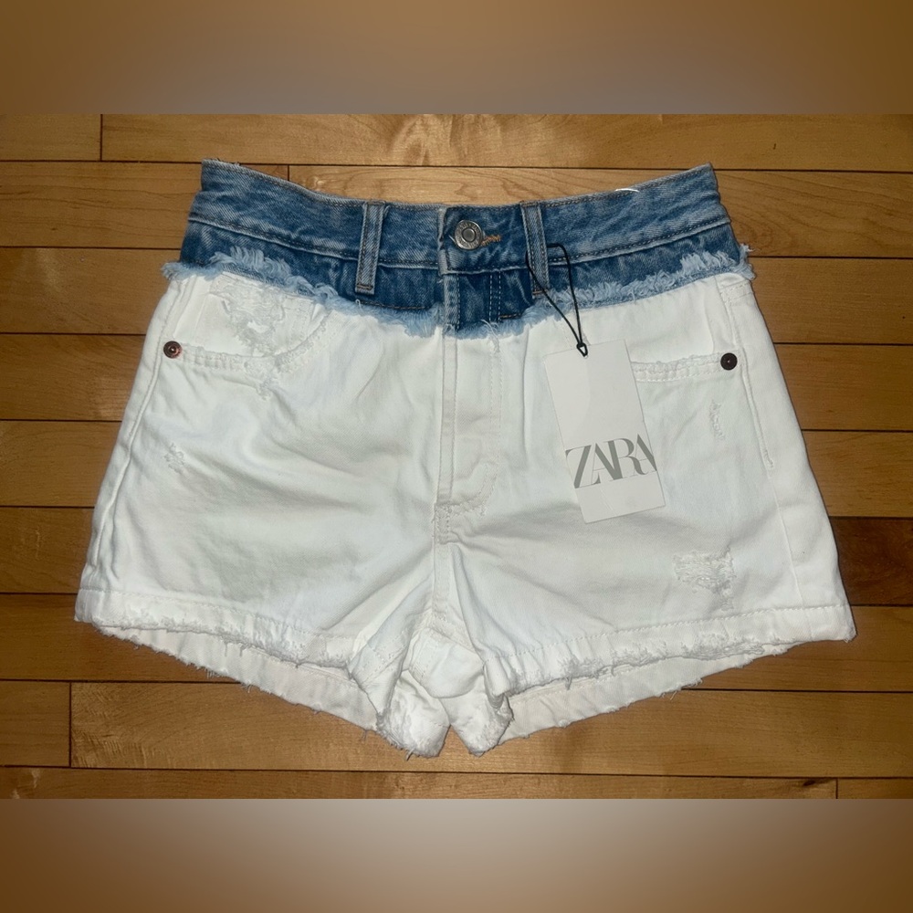 NEW! NWT ZARA Ombre Highwaist Shorts White Size 2